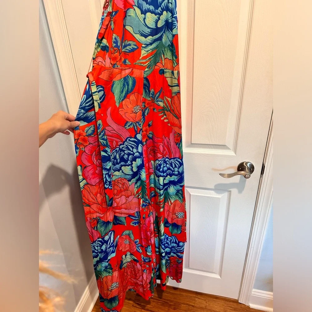 Farm Rio Red Floral Jumpsuit XS NWT - Picture 8 of 14